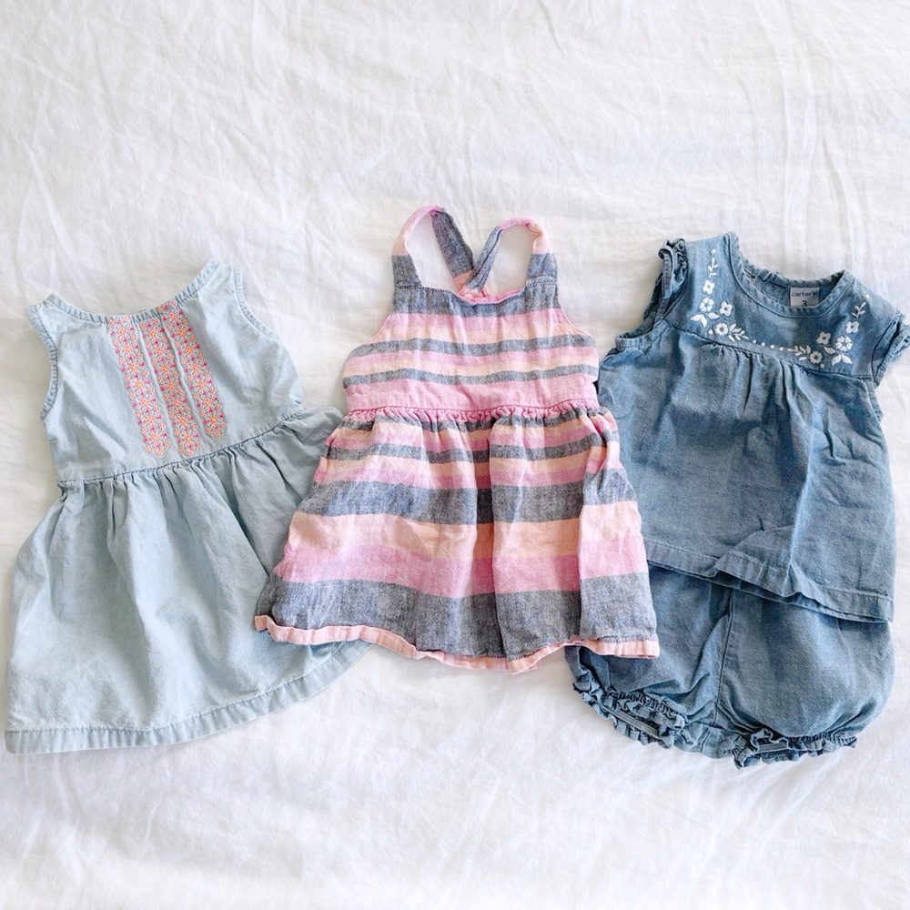 ZARA CARTERS PEEK Baby Girl Summer Dress Bundle 3-6 months